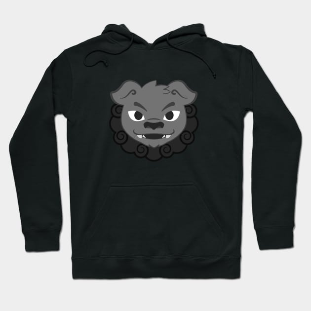 Grey Komainu Lion Dog Hoodie by kaeru